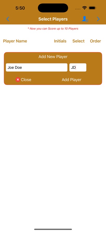 Rummy Score Sheet